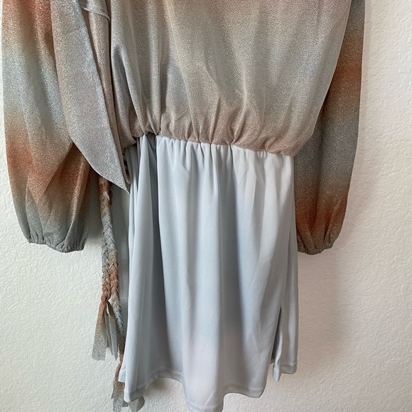 NWOT Entro Long Sleeve Sparkly Dress with Tie Size Small. Fully Lined. - Picture 4 of 8